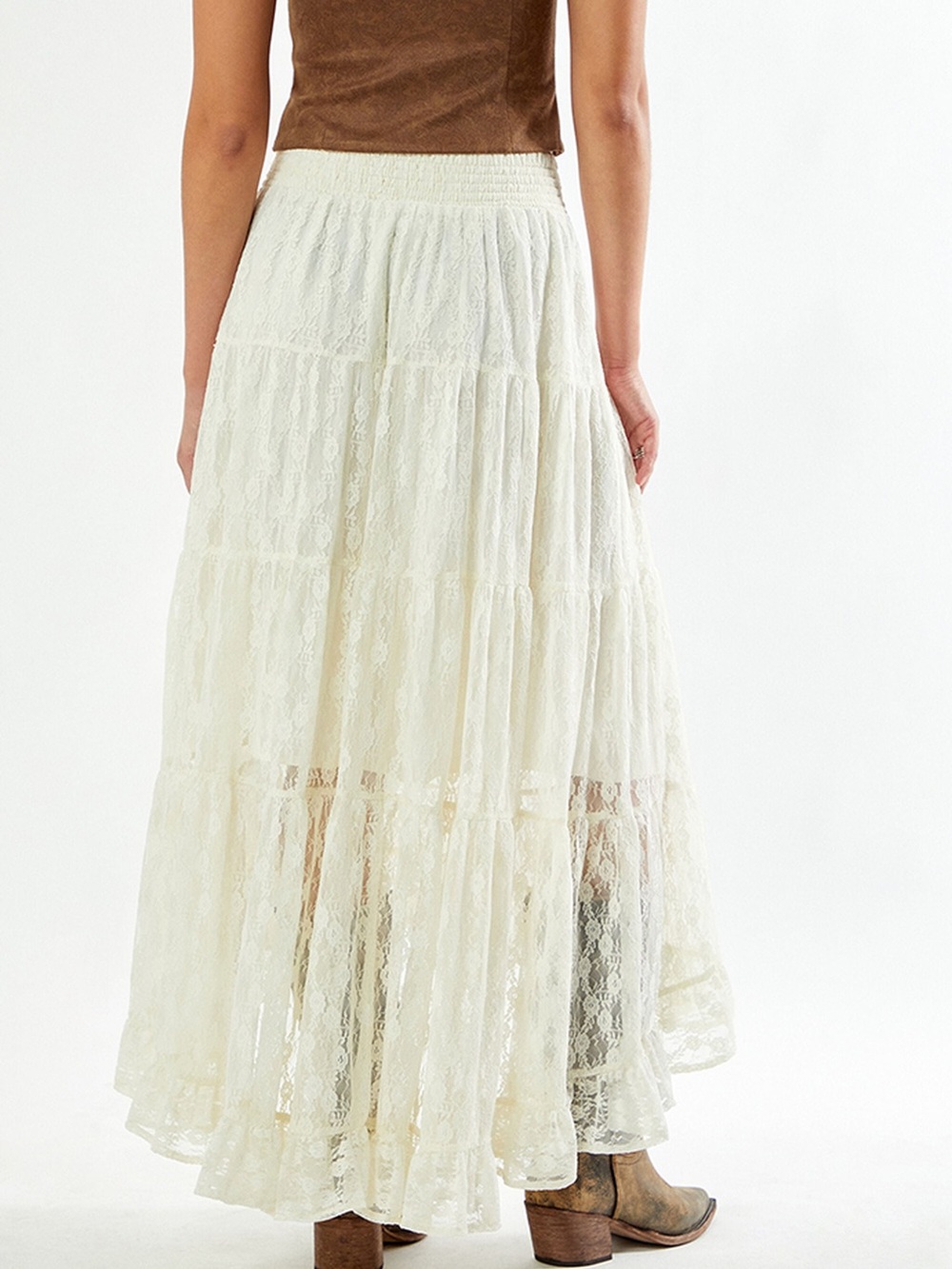 PacSun Cream Lace Tiered Maxi Skirt - Picture 4 of 8